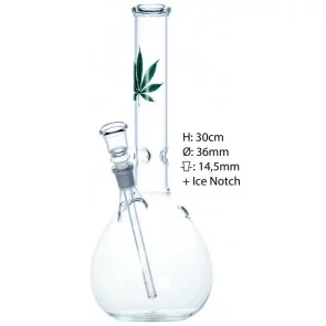 GLASS BONG 30CM Ø3,6CM LEAF DESIGN